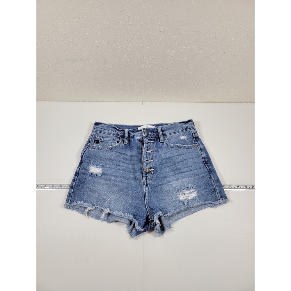 KanCan Jean Shorts Womens M Blue Excellent Distressed Button Fly KC8615M‎